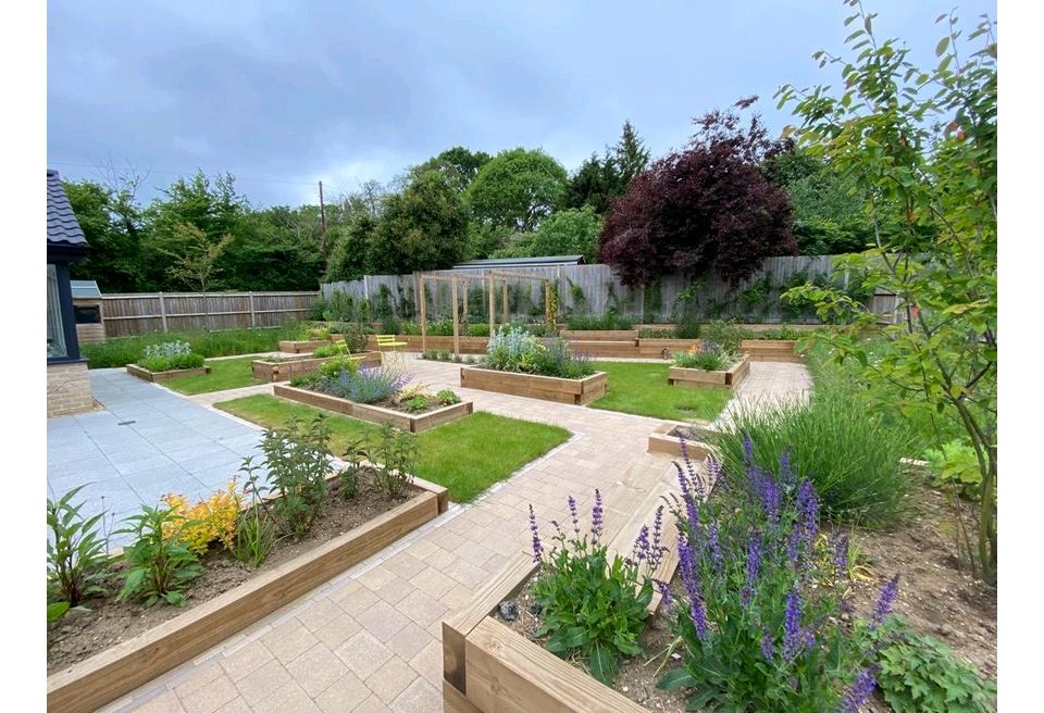 Accessible Nature Garden, Diss - Accessible Nature Design - Raised Sleeper Planting Beds