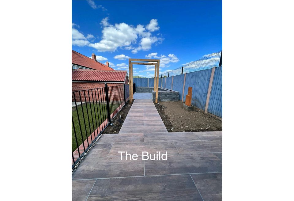 New Build Garden Design - New Build Garden Design - Porcelain Paving Laid