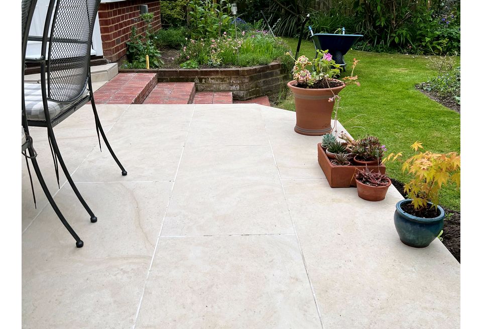 Raised Terrace - Norwich  - Raised Patio limestone style porcelain from Pavestone